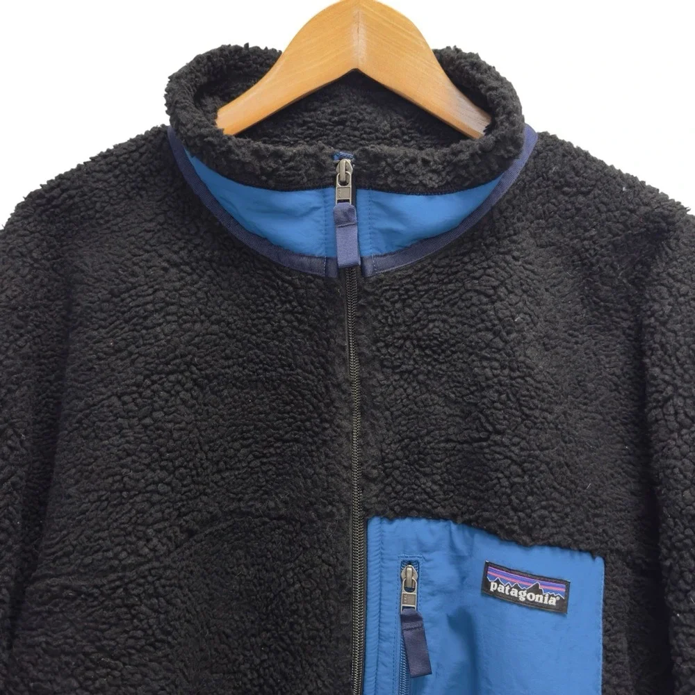 Patagonia Men's XXL Classic Retro-X Deep‎ Pile Fleece Black/Blue Gorp Zip Jacket